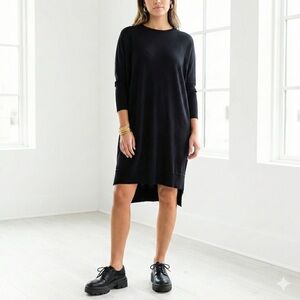 NOEN Denmark Black Cotton Cashmere Knit Oversized Tunic Sweater - XS / Small